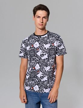 T-shirt in cotone con stampa Pokémon - nero