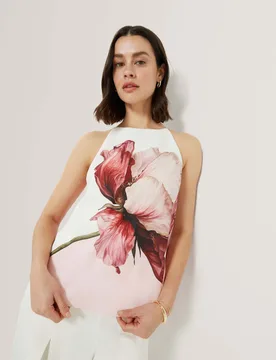 Floral Halter Neck Keyhole Top Pink female - Ted baker - FashionsVida