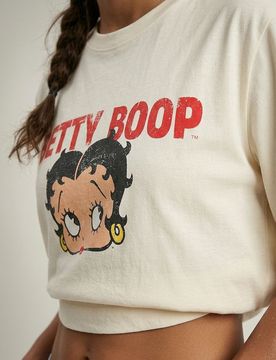 T-shirt in cotone con stampa Betty Boop - giallo chiaro