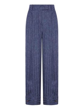 Pantaloni In Seta Stampata Con Pieghe