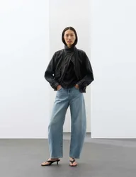 High Waisted Barrel Leg Jeans Light Indigo female