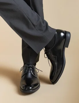 Wide Fit Leather Derby Shoes Black male - Jones Bootmaker - FashionsVida