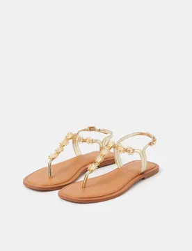 Metallic Sun Toe Thong Sandals Gold female - Accessorize - FashionsVida