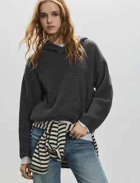 Chenille Hooded Jumper (Size: ) - Pull&bear - FashionsVida