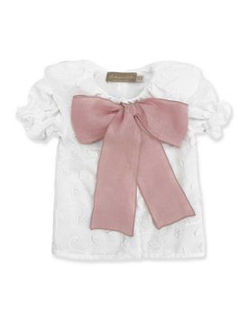 Camicia Ricamata Con Fiocco