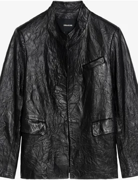 Zadig & Voltaire - Cazadora de mujer de piel arrugada ajustada - Zadig & Voltaire - FashionsVida