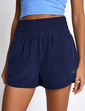 Bronte Woven High Waisted Running Shorts Navy female - Lilybod - FashionsVida