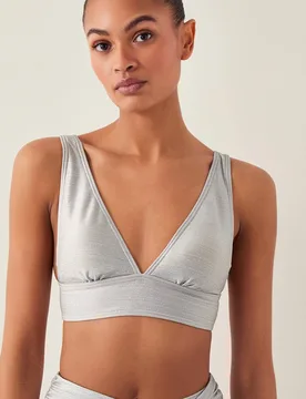 Women's Kiki Glitter Triangle Bikini Top Silver Size: 14 - Silver - Size: 14 - Monsoon - FashionsVida