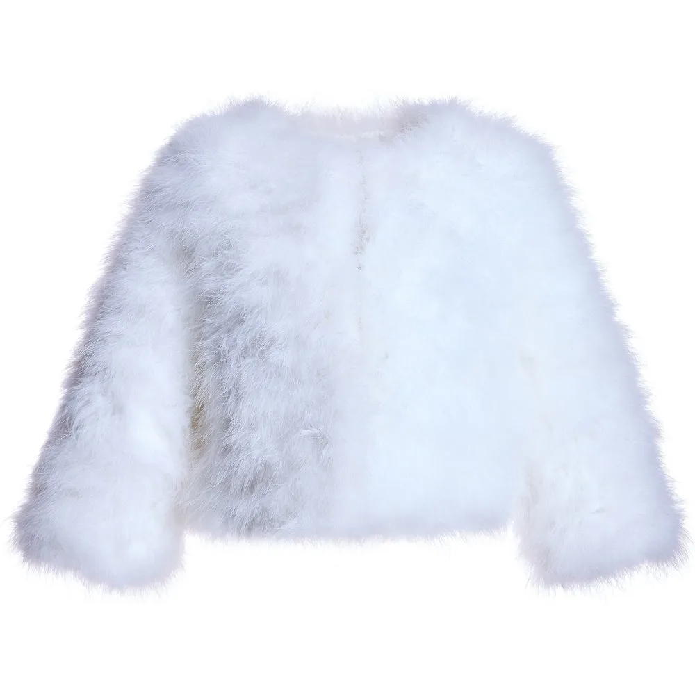 Bolero de mujer de plumas de Marabú con manga francesa - Maximilian - FashionsVida