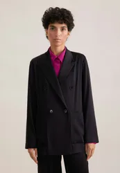 Zweireihiger Blazer aus Satin ohne Futter Schwarz 36