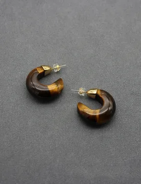 Tiger's eye C-shaped earrings natural stone luxury autumn new ear accessory - Aliexpress - FashionsVida