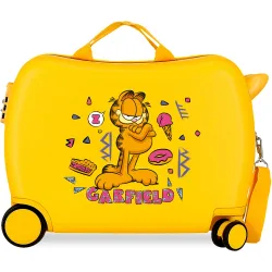 Maleta infantil 2 ruedas multidireccionales Garfield con capacidad de 34L en ocre