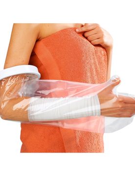 Dusch- und Badeschutz für den Arm blau transparent