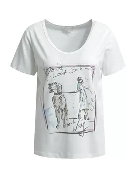 V-NECK T-SHIRT W/ AW 1/4 SLEEVE female