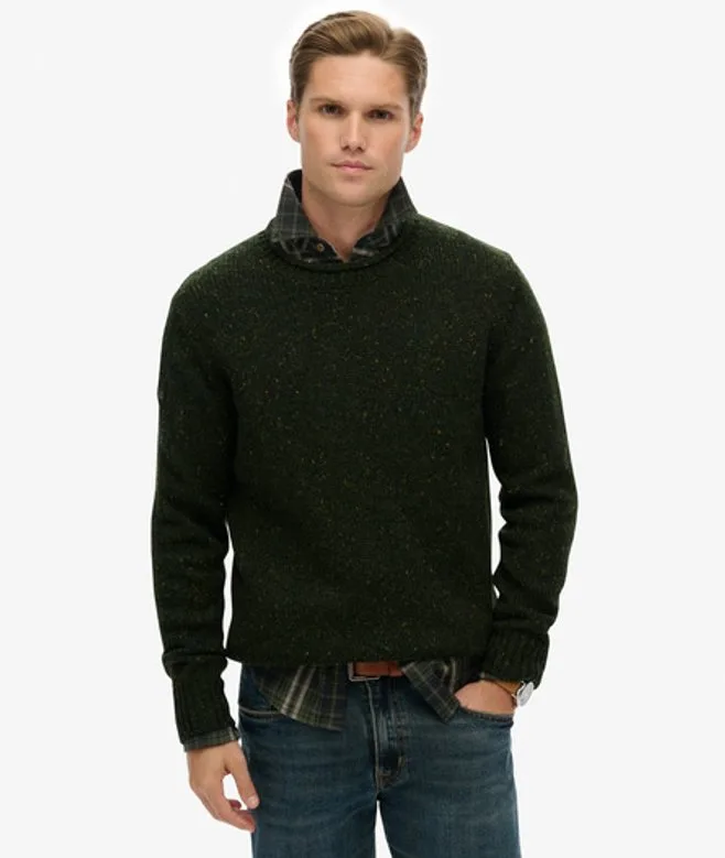 Superdry Herren Donegal Pullover mit Lockerer Passform Green - Größe: M - 79.99 - FashionsVida
