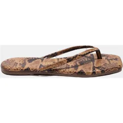 Sandalias de mujer en piel con estampado serpiente punta cuadrada