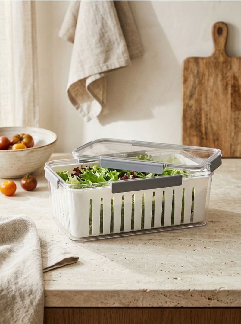 Contenitore per alimenti con inserto e coperchio - grigio scuro