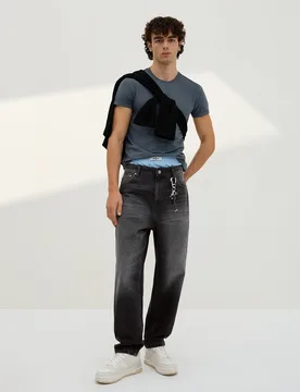 Jeans Loose Fit 46 Noir - Bershka - FashionsVida