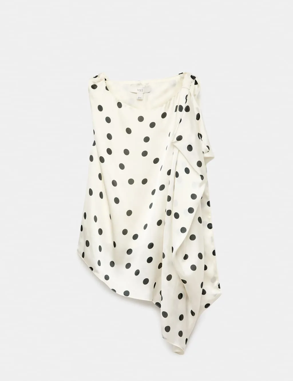 Polka Dot Draped Asymmetric Top Ivory Mix female - M&S - FashionsVida