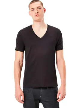 T-shirt à Manches Courtes Et Col En V Base Ribbed Premium 1 By 1 2 Unités Black L