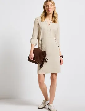 Cordkleid mit Split Neck female Beige - Street One - FashionsVida