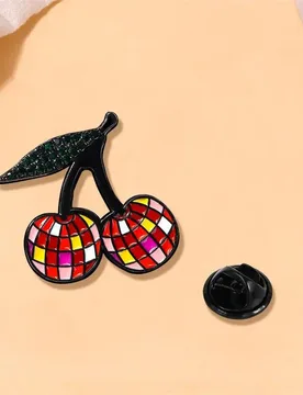 Cute Cartoon Cherry Disco Ball Enamel Brooch Creative Fruit Lapel Pin Badge Backpack Clothing Hat Accessories - Aliexpress - FashionsVida