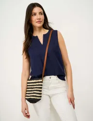 Linen Rich Top QT Dark Blue female