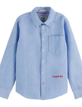 Camicia A Maniche Lunghe 181922 Linen Blue Chambray White Stripe 6 Anni