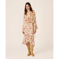 Falda tipo wrap con cintura elástica y estampado floral