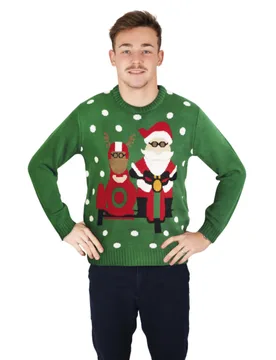 Biker-Weihnachtsmann Herrenpullover bunt - PTIT CLOWN - FashionsVida