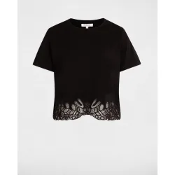 Camiseta de mujer bordada cuello redondo