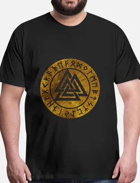 Valknut Viking symbol Gold Gift t shirt Short Sleeve Print Tee Norse Mythology Valhalla Graphic Clothes All size tops S-6XL - Aliexpress - FashionsVida