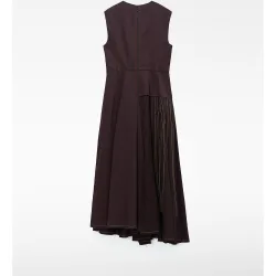 Vestido largo con falda capa bordada