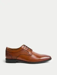 M&S Leather Derby Shoes Tan male