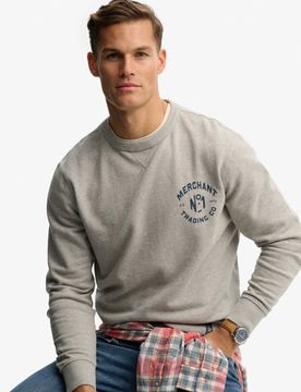 Superdry Herren Baumwolle Grafik Logo The Merchant Store Sweatshirt, Hellgrau - Größe: L