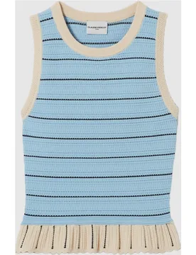 Top de punto de mujer sin mangas con peplum acampanado - CLAUDIE PIERLOT - FashionsVida