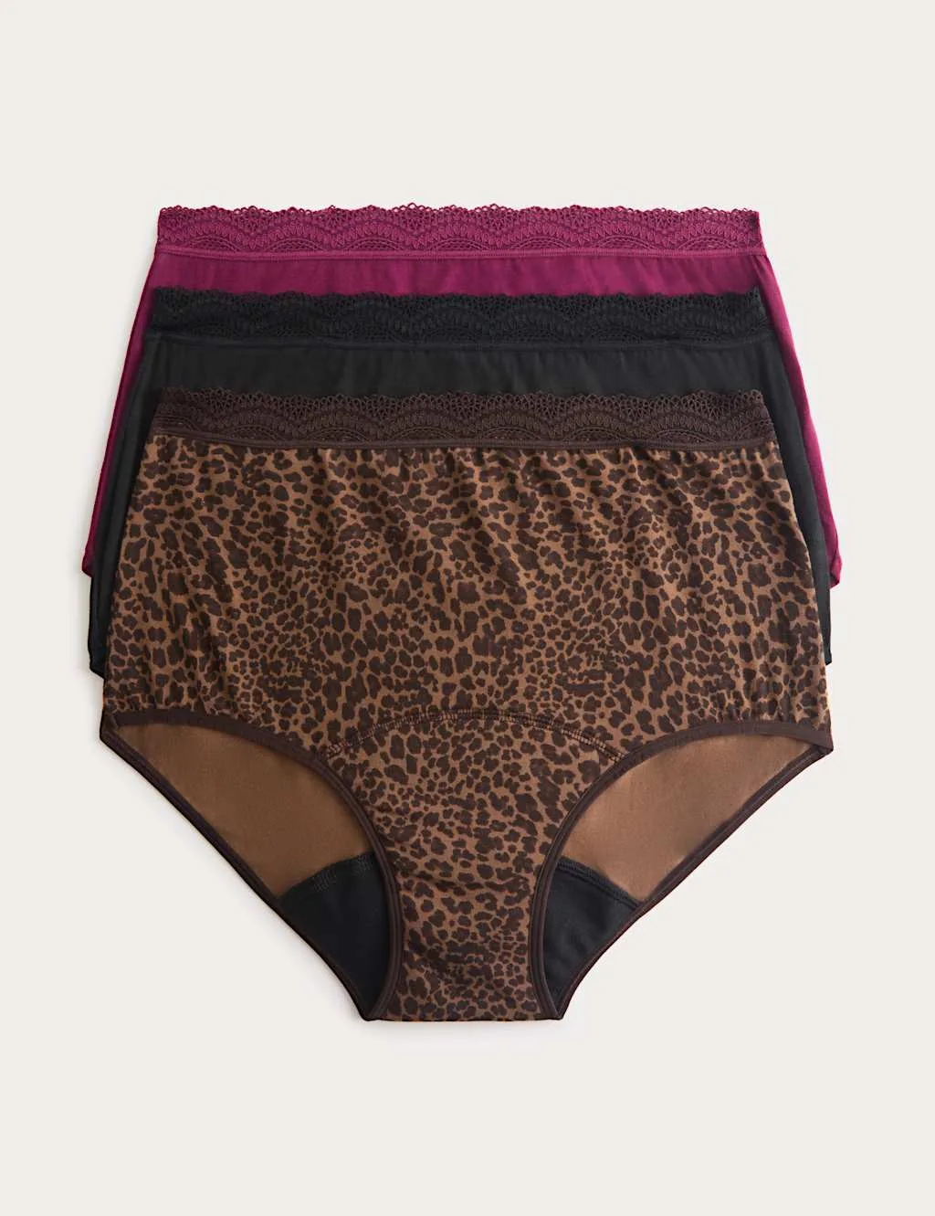 Pack Heavy Absorbency Period Full Briefs Brown Mix female - M&S - FashionsVida