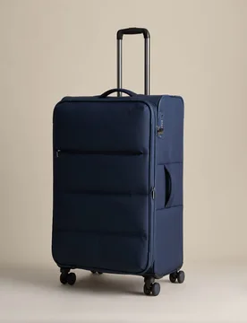 Geneva 4 Wheel Soft Large Suitcase Navy - M&S - FashionsVida