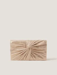 Metallic Twist Knot Clutch Gold female