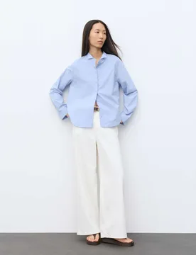 Pure Cotton Butterfly Collar Shirt True Blue female - Autograph - FashionsVida