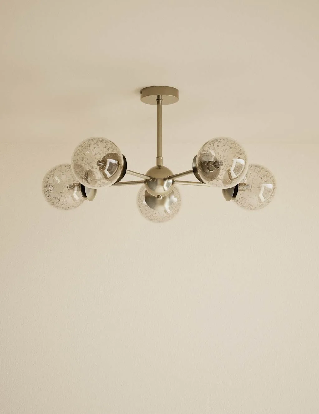 Sputnik Bubble Glass 5 Arm Flush Ceiling Light Champagne - M&S - FashionsVida