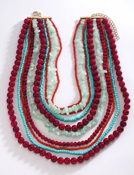 ZAA Stone Beaded Necklaces Bohemian Multilayer Cord Necklaces For Women Vintage Textured Exaggerated Vacation Party Decoration - Aliexpress - FashionsVida