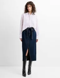 Denim Belted Midi Skirt Blue Denim female