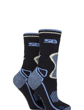 Women's 2 Pair with BlueGuard Wool Blend Socks Navy / Blue 4-8 - Blue - Size: Small - Storm Bloc - FashionsVida