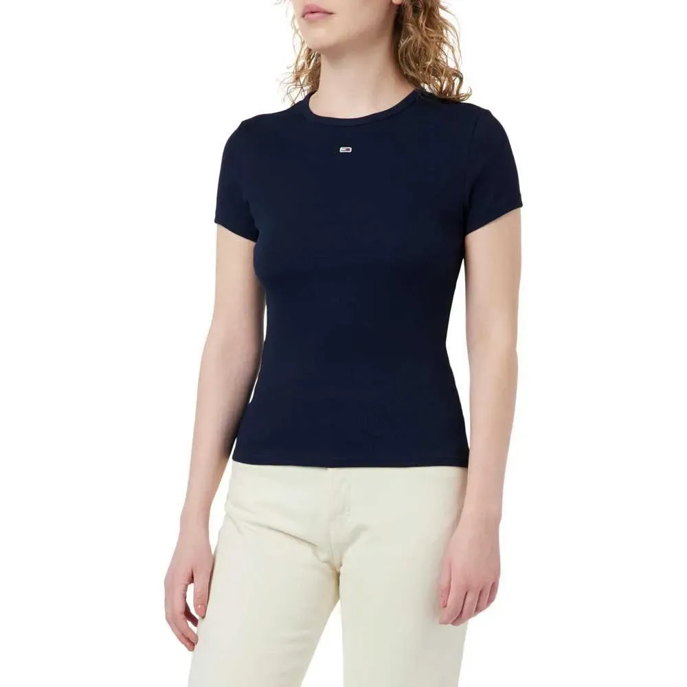 Maglietta A Maniche Corte Slim Essential Ext Dark Night Navy M - Tommy Jeans - FashionsVida