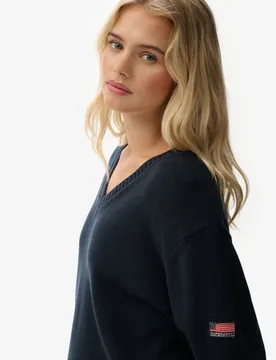 Superdry Damen OverGrößed Pullover mit V-ausschnitt Navy - Größe: 36 - 64.99 - FashionsVida