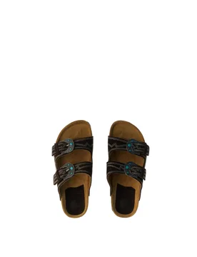 Ciabatte Buckle Tex TESTA DI MORO 37 - TAJI - FashionsVida