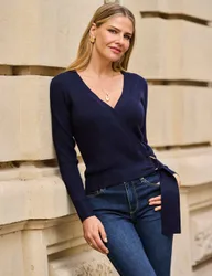 V-Neck Wrap Top Navy female