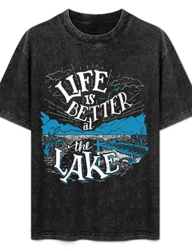 Life is Better at the Lake in white color T-Shirt Anti-Wrinkle Short Sleeve T-Shirt - Aliexpress - FashionsVida