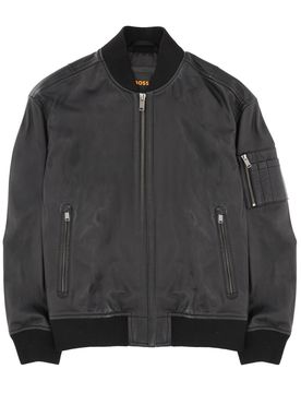 Sleeve-pocket Bomber Jacket in Leather